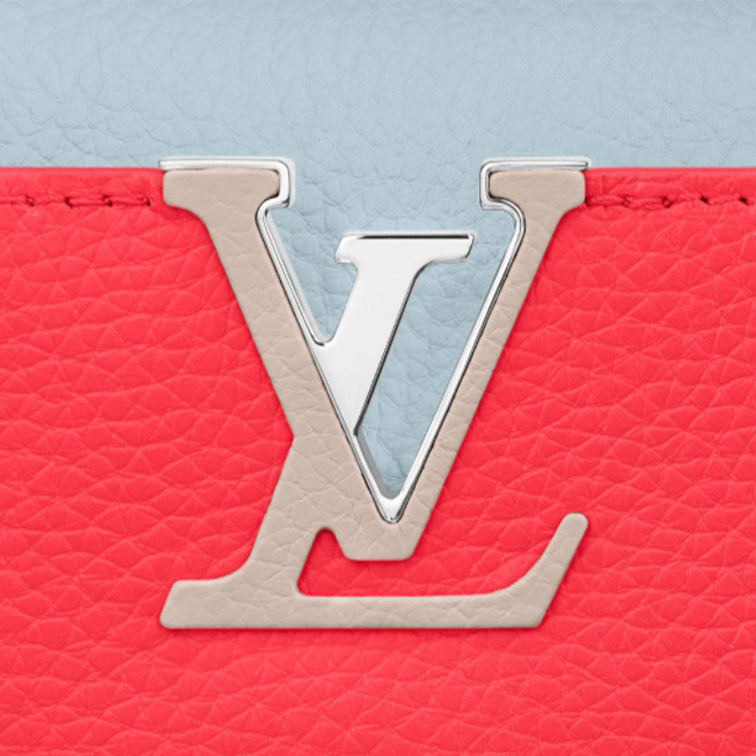 Louis Vuitton CAPUCINES MINI Taurillon Leather Bag M57520 Coral/Olympus Blue